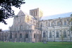 The view across the churchyard to the North transept and tower